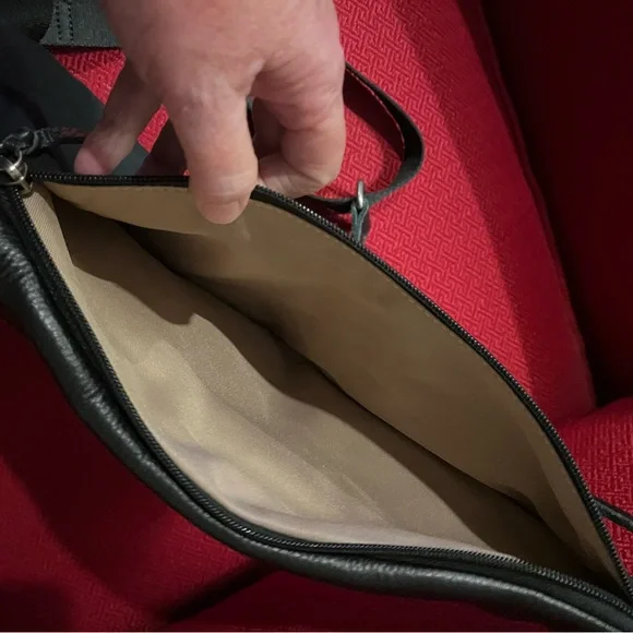 NWOT The Sak Black Leather Sling Backpack - New 5 pocket Leather 1 side canvas. - Picture 7 of 16